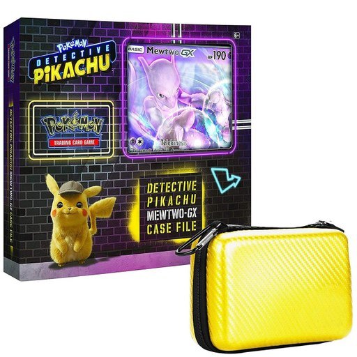 Pokemon TCG: Detective Pikachu Mewtwo-Gx Case File + 6 Booster Pack + a Foil Promo Gx Card + a Oversize Gx Foil Card + 1 Yellow Zipper Card Case