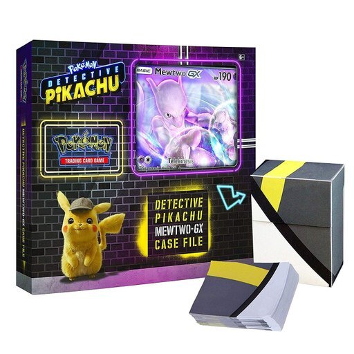 Pokemon TCG: Detective Pikachu Mewtwo-Gx Case File + 6 Booster Pack + a Foil Promo Gx Card + a Oversize Gx Foil Card + 1 Ultra Ball Themed Deck Box Wi