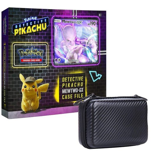 Pokemon TCG: Detective Pikachu Mewtwo-Gx Case File + 6 Booster Pack + a Foil Promo Gx Card + a Oversize Gx Foil Card + 1 Black Zipper Card Case