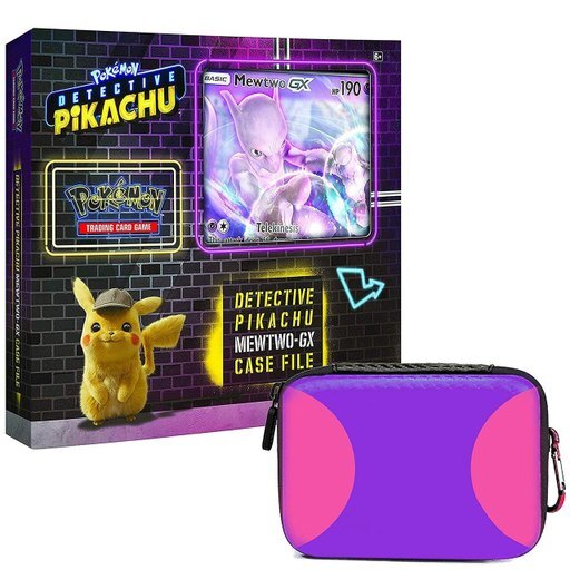 Pokemon TCG: Detective Pikachu Mewtwo-Gx Case File + 6 Booster Pack + a Foil Promo Gx Card + a Oversize Gx Foil Card + 1 Master Ball Themed Zipper Car