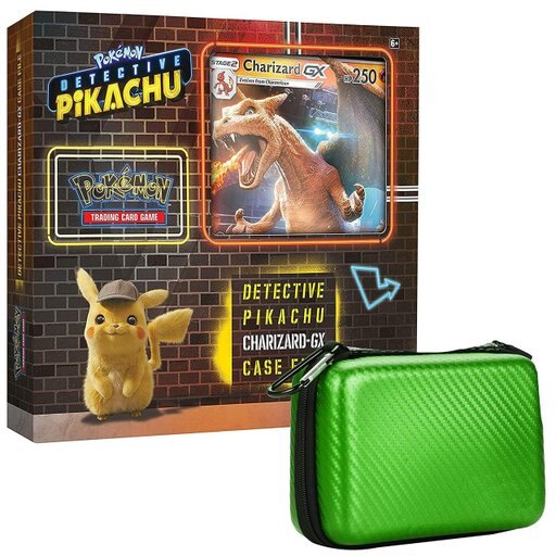 Pokemon TCG: Detective Pikachu Charizard-Gx Case File + 6 Booster Pack + a Foil Promo Card + a Foil Oversize Card + 1 Green Zipper Card Case