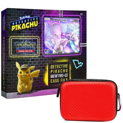 Pokemon TCG: Detective Pikachu Mewtwo-Gx Case File + 6 Booster Pack + a Foil Promo Gx Card + a Oversize Gx Foil Card + 1 Pokeball Themed Zipper Card C