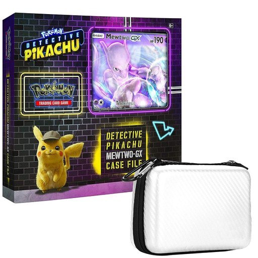 Pokemon TCG: Detective Pikachu Mewtwo-Gx Case File + 6 Booster Pack + a Foil Promo Gx Card + a Oversize Gx Foil Card + 1 White Zipper Card Case