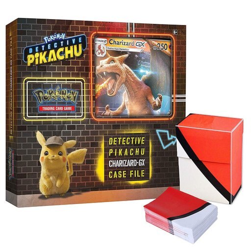 Pokemon TCG: Detective Pikachu Charizard-Gx Case File + 6 Booster Pack + a Foil Promo Card + a Foil Oversize Card + 1 Pokeball Themed Deck Box with Ma