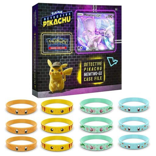 Pokemon TCG: Detective Pikachu Mewtwo-Gx Case File + 6 Booster Pack + a Foil Promo Gx Card + a Oversize Gx Foil Card + 7 Booster Pack + 12 Anime Chara