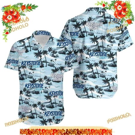 Keystone Light Sea Island Funny Hawaiian Shirt  Aloha Beer Loves Shirt