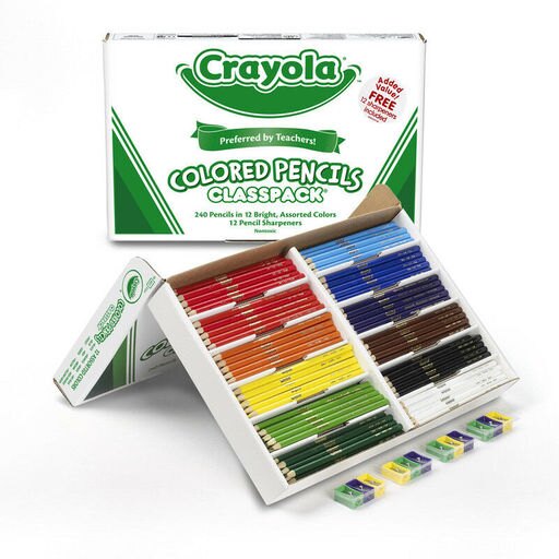 Crayola Colored Pencils 240 Ct Classpack 12 Assorted Colors Full Length 8024