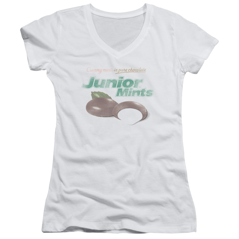 Tootsie Roll Junior Mints Logo Juniors V-Neck Shirt