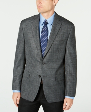 Michael Kors Men's Sport Coat Gray 42 Long Modern-Fit Plaid 2-Button 7330-0134-P - 42