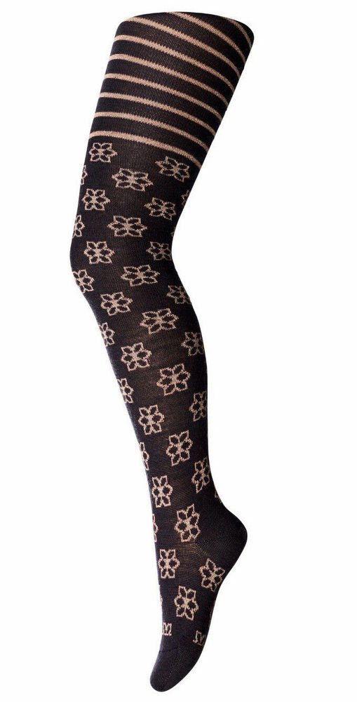 MP Strumpfhose 3943-10 Tolle Passform Blau Mit Glitzer Blum Wolle Gr. 120 Neu