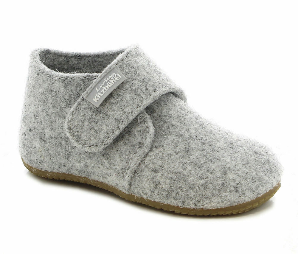 Living Kitzbühel 3619 Hausschuhe Babyklett Wolle 622 Nebel Grau Gr. 22 - 30 Neu