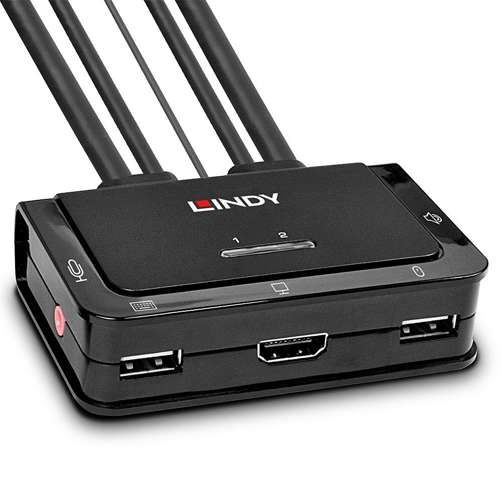 Lindy 2 Port HDMI 4K60 USB 2.0 and Audio Cable KVM Switch