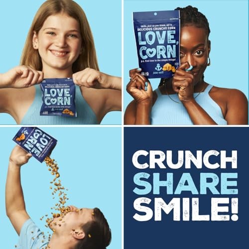 LOVE CORN Fab Four - Sea Salt, BBQ, Salt & Vinegar, Hot Spicy 0.7oz X 20 Delicious Crunchy Corn Healthy Family Snacks Gluten Free, Kosher, NON-GMO Alt thumbnail
