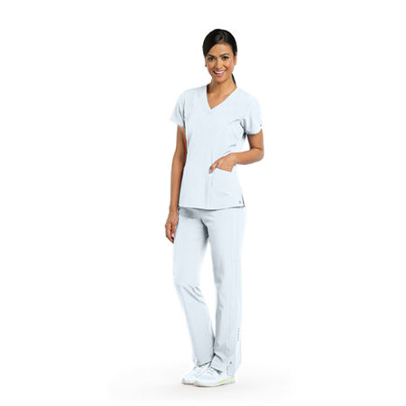 Barcoâ¢ One Women's 5105 V-Neck Perforated Detail Performance Scrub Top, Womens, Size Medium, Silver thumbnail