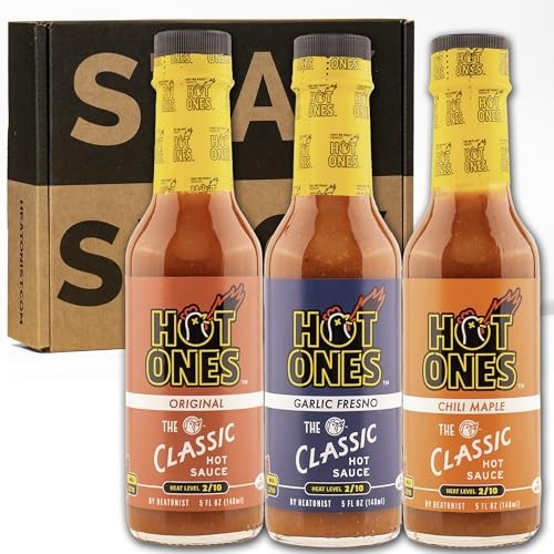 Hot Ones the Classic Trio, Hot Sauce Pack with the Classic Original, Garlic Fresno Chili & Chili Maple, Made with All Natural Ingredients, 5 Fl Oz Bot