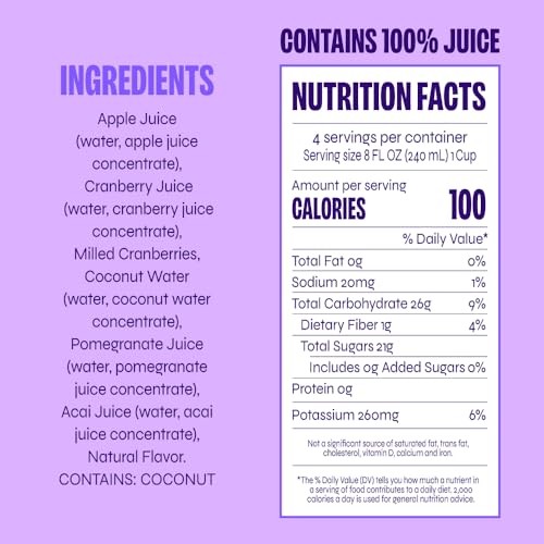 Revl Fruits™ 100% Juice, No Added Sugar, Cranberry Pomegranate Acai, Berry Wild, 32 Fl Oz. Carton (Pack of 6) thumbnail