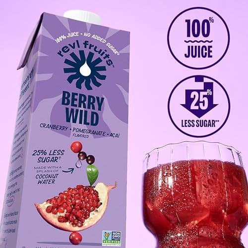 Revl Fruits™ 100% Juice, No Added Sugar, Cranberry Pomegranate Acai, Berry Wild, 32 Fl Oz. Carton (Pack of 6) thumbnail