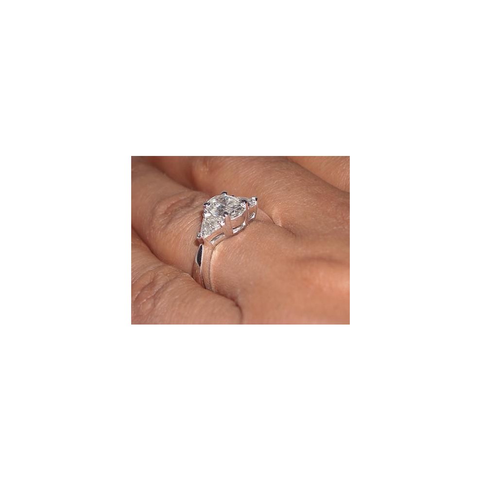 (7.5) Solitaire Diamond Engagement Women Ring Oval Cut Trilliant Natural Diamond New 2.75 Ct White Gold - 8 thumbnail