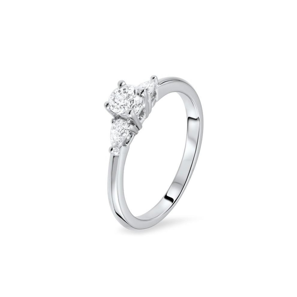 (8) White Gold 14K Round and Pear Cut 2.20 Ct Diamonds Engagement Ring - 8