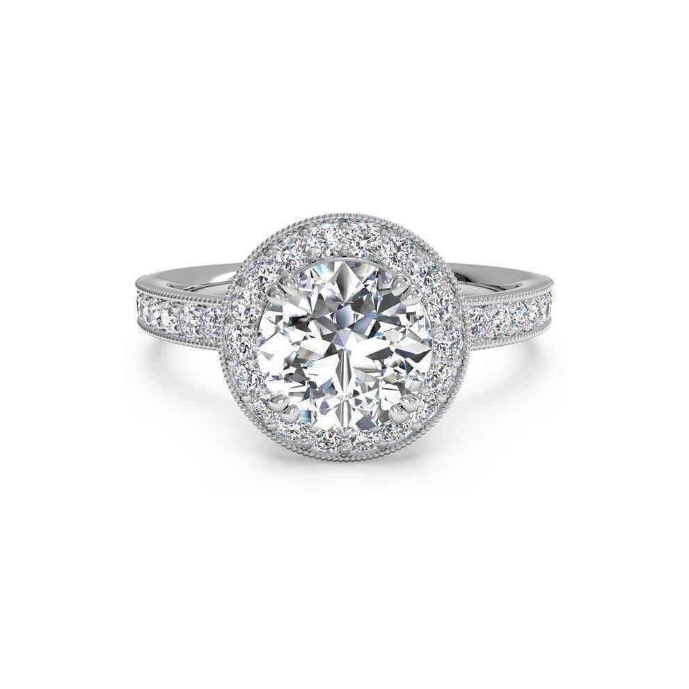 (8.5) 2.25 Carats Round Shape Diamond Halo Ring White Gold 14K Jewelry - 13.5