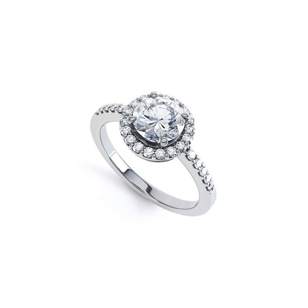 (7.5) 14K White Gold Gorgeous Round Cut 3.40 Carats Diamonds Engagement Ring - 8