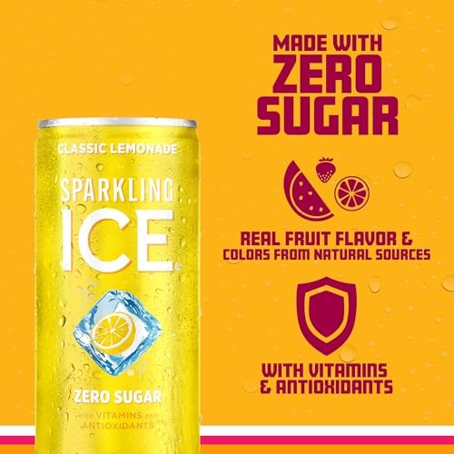Sparkling Ice Classic Lemonade Sparkling Water, with Antioxidants and Vitamins, Zero Sugar, 7.5 Fl Oz Cans (3/10 Pack) thumbnail