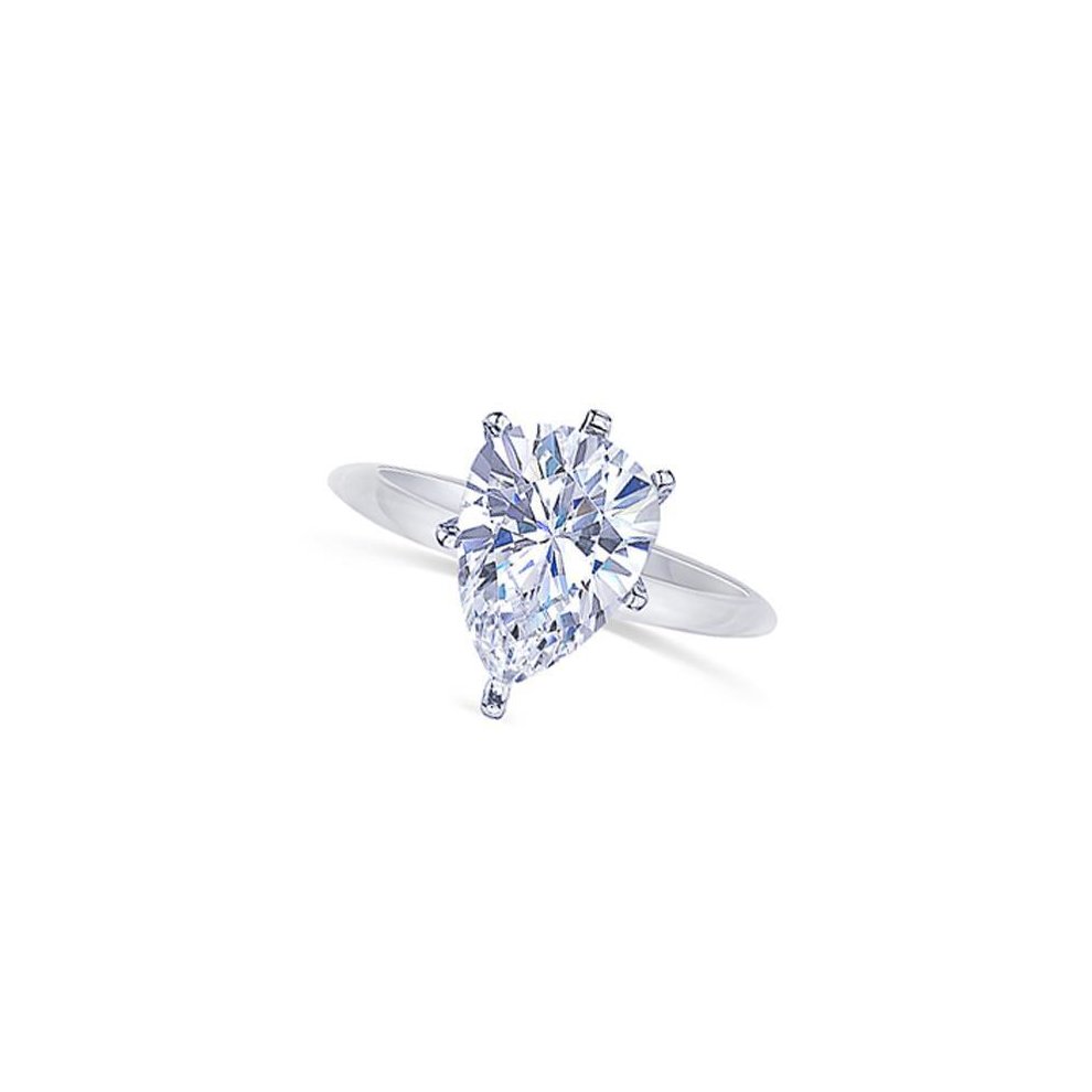 (4.75) Pear Shaped G-Vs2 Diamond Engagement Ring 1 Carats White Gold 14K - 13.5