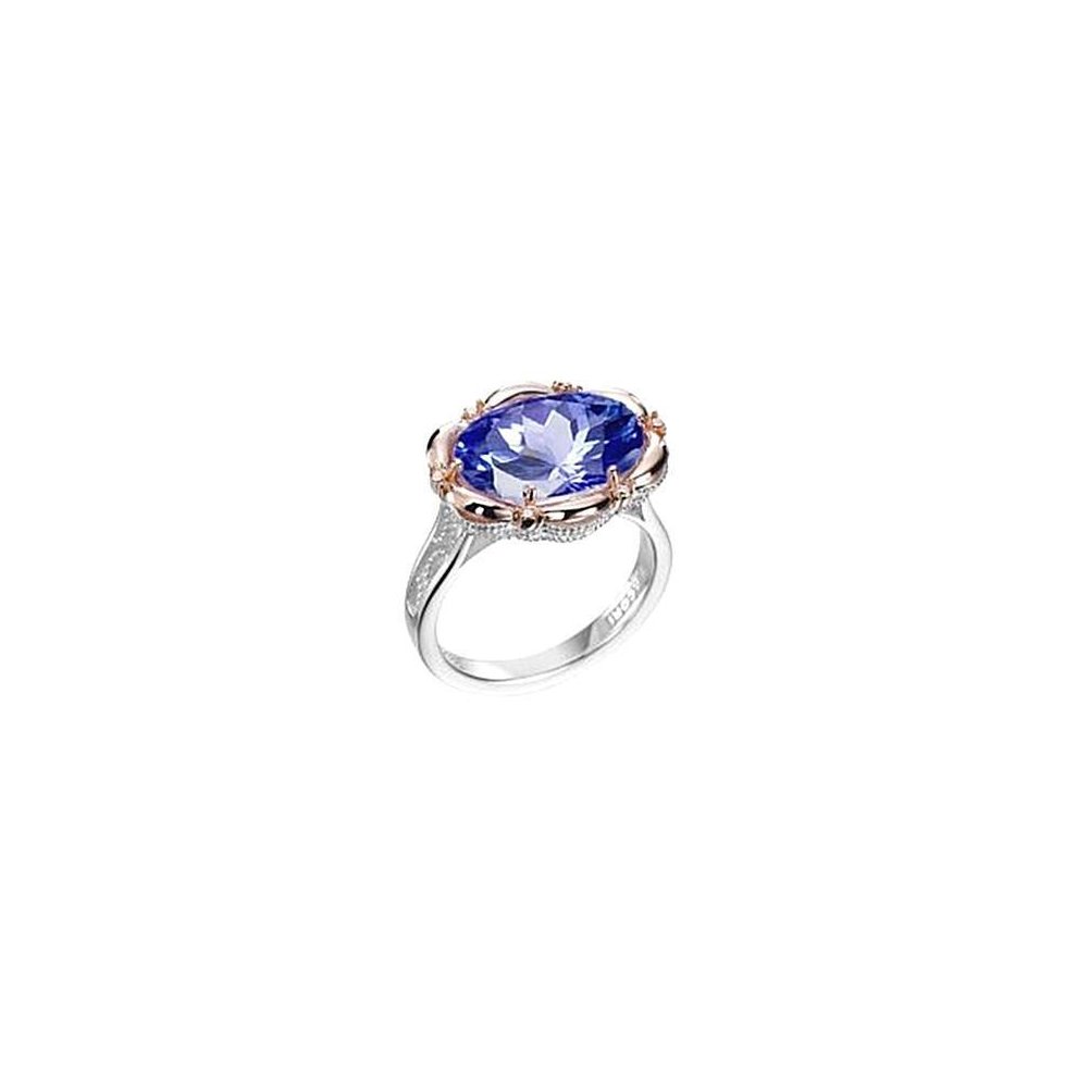 (8) Oval Sri Lanka Sapphire Two Tone Gold Anniversary Ring 7.36 Ct. - 8