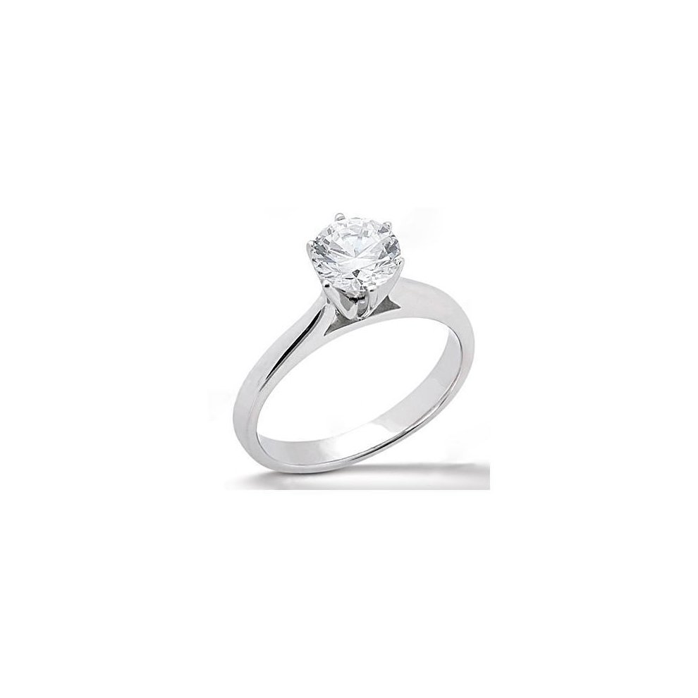(8) Solitaire Ring White Gold Genuine Round Diamond 1.50 Ct. White Gold 18K New - 8