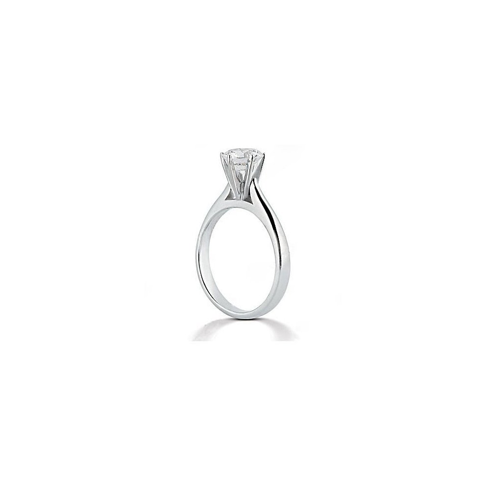(8) Solitaire Ring White Gold Genuine Round Diamond 1.50 Ct. White Gold 18K New - 8 thumbnail