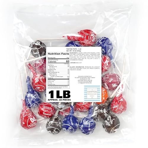 Tootsie Roll Pops with Chocolate Tootsie Roll Center  1lb Bulk Bag (Approx 22 Count)  Original Assorted Fruit Flavors  the Hampton Popcorn & Candy Com thumbnail