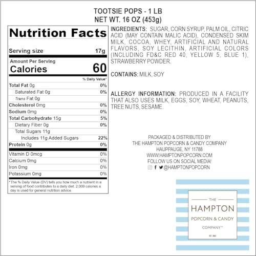 Tootsie Roll Pops with Chocolate Tootsie Roll Center  1lb Bulk Bag (Approx 22 Count)  Original Assorted Fruit Flavors  the Hampton Popcorn & Candy Com thumbnail