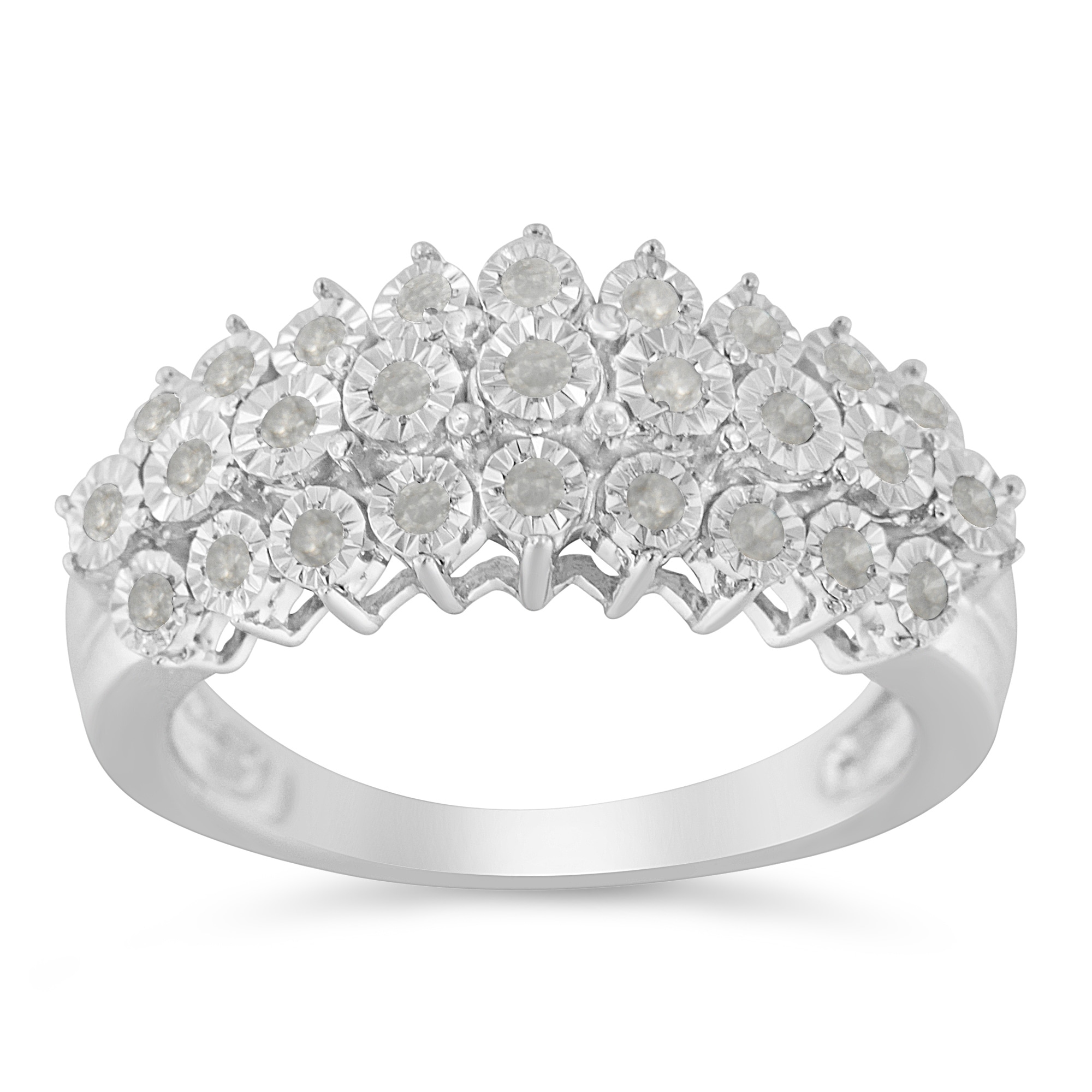 Sterling Silver 1/3ct TDW Rose Cut Diamond Three Row Modern Band Ring (I-J I2-I3 PROMO)