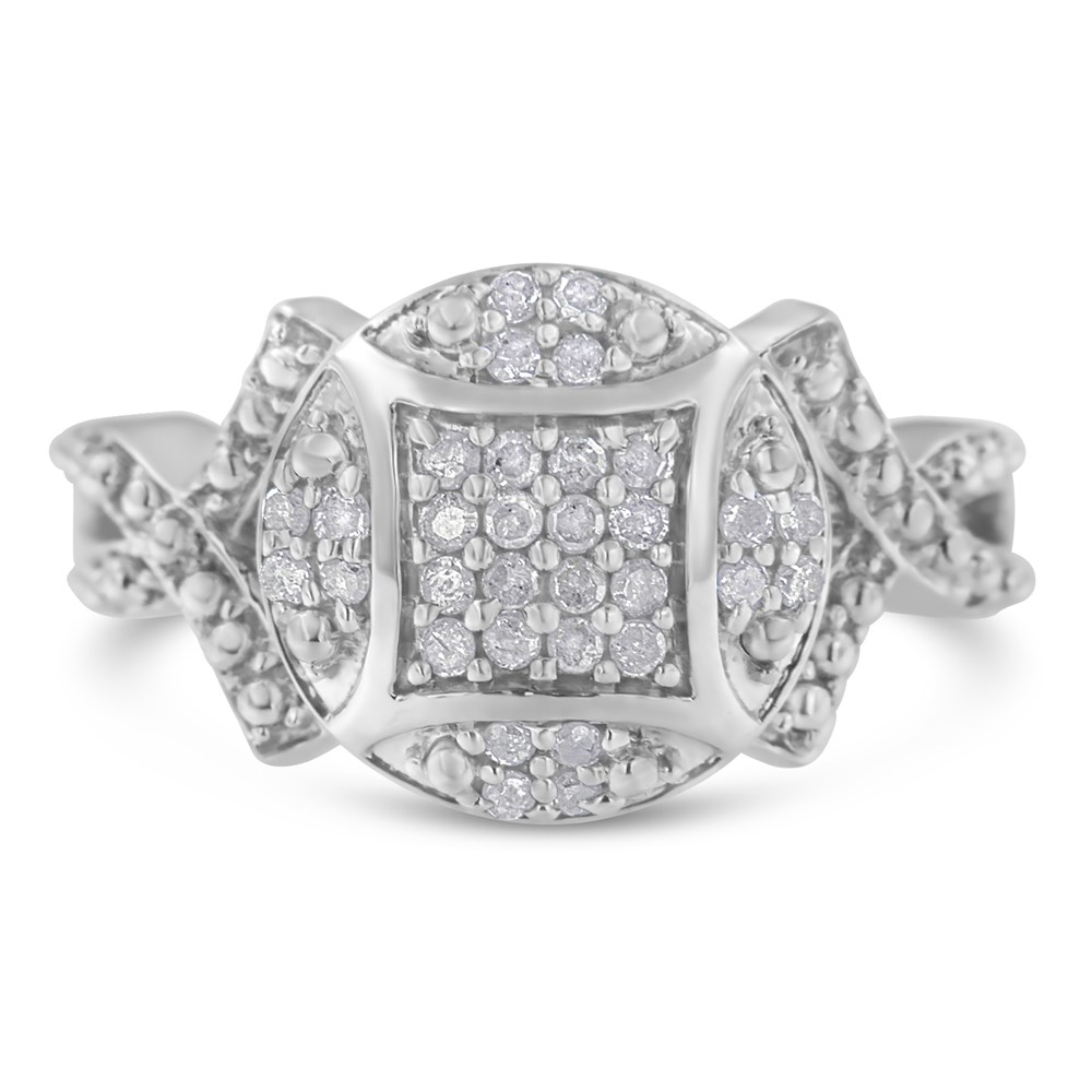 Sterling Silver 1/3ct TDW Rose-cut Diamond Cluster Ring (I-J I3 Promo)