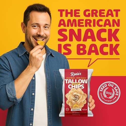 Rosie’s Chips – Kettle Cooked Chips in Grass-Fed Beef Tallow with Sea Salt – (4 Pack) 5oz Bag thumbnail