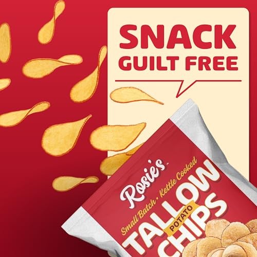 Rosie’s Chips – Kettle Cooked Chips in Grass-Fed Beef Tallow with Sea Salt – (4 Pack) 5oz Bag thumbnail