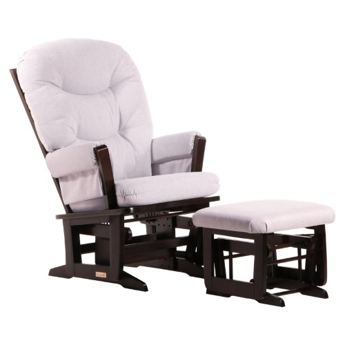Dutailier Espresso/ Light Grey Modern Glider and Ottoman Set