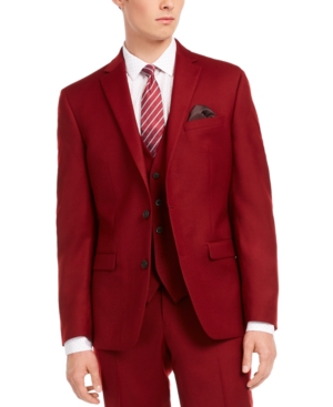 Bar Iii Men's Suit Separate Jacket Red Size 38 L Slim Fit Wool Flannel 7082-0122-P - 38