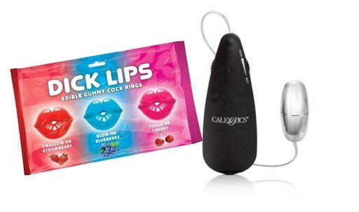 Dick Lips Gummy Cock Rings 3pk and Silver Bullet Vibrator