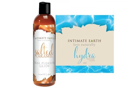 IE Sea Salt Caramel Flavored Glide 120ml and Water Based Lubricant 5ml Foil