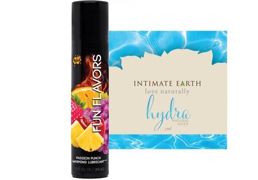 Wet Fun Flavors Passion Punch 1.0 Fl Oz and Water Based Lubricant 5ml Foil