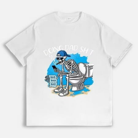 Doing Dad Print T Shirt for Men Fashion Short Sleeve Graphic Cotton Tops for Women White L