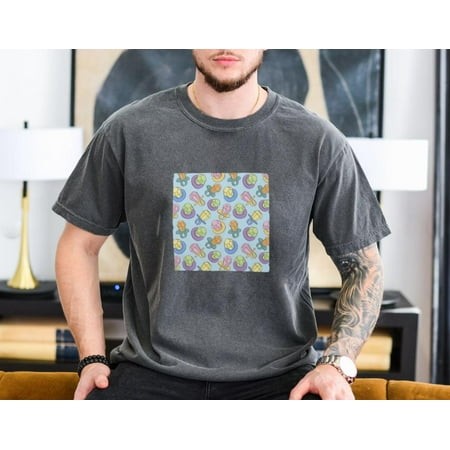 A Rainbow Pastel Ring Pop Candy Pattern Graphic Design Comfort Color T-Shirt  up to Size 4XL