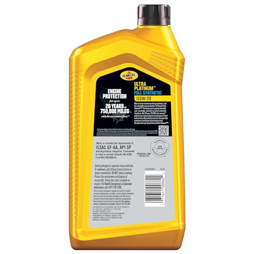 Pennzoil Ultra Platinum Full Synthetic 5W-20 Motor Oil, 1 Quart (6 Pack) thumbnail