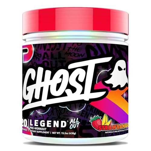 GHOST Legend All Out V2 Pre-Workout Powder, Strawbango - 20 Servings - Preworkout Drink Mix Supplement for Men & Women - Energy & Pumps - Caffeine, Be