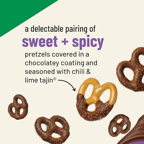 Snak Club Tajin Chocolatey Mini Pretzels, Chocolate Covered Pretzels with Chili and Lime Seasoning, Mild, No Artificial Colors, 8 Oz Resealable Bag thumbnail