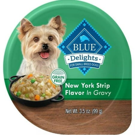 Blue Buffalo Delights Wet Dog Food  Small Breed  New York Strip Flavor  3.5 Oz Cup (Pack of 6)
