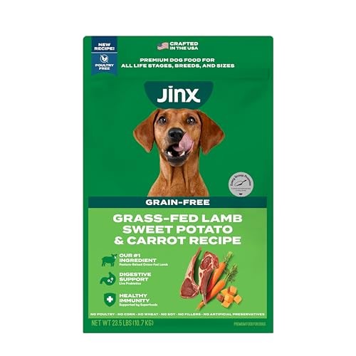 Jinx Premium Grain-Free Dry Dog Food, for All Lifestages - Grass-Fed Lamb, Sweet Potato & Carrot Dog Food with Superfoods for Immune Support & Probiot