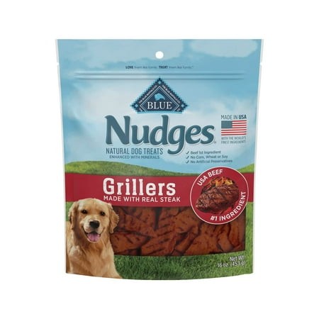 Blue Buffalo Nudges Grillers Natural Dog Treats  Steak  16 Oz (Pack of 6)
