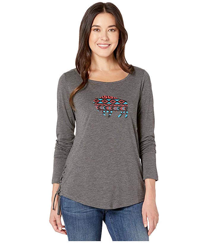Roper 0489 Jersey Crew Neck Tee (Grey) Women's Clothing